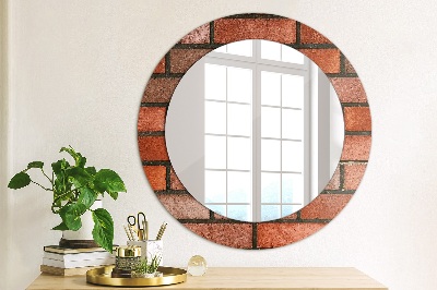 Round decorative wall mirror Red brick