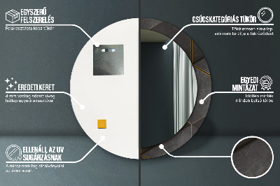 Round decorative wall mirror Gray triangles