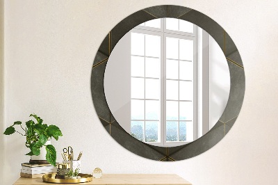 Round decorative wall mirror Gray triangles