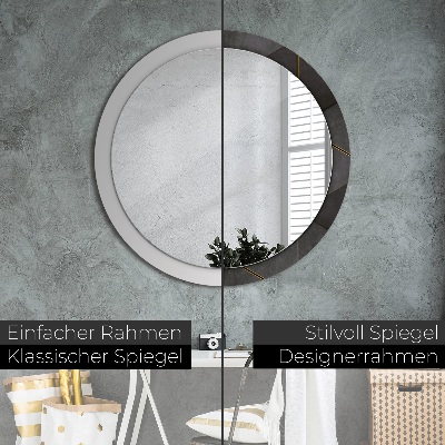 Round decorative wall mirror Gray triangles
