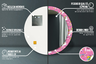 Round decorative wall mirror Magic unicorn