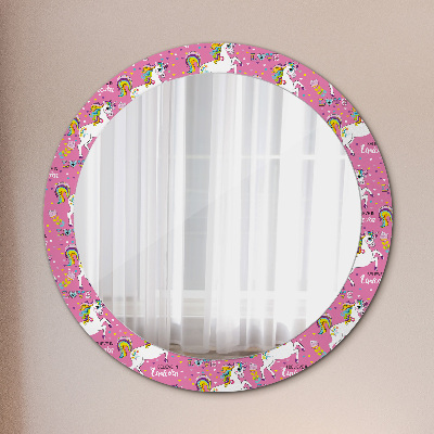 Round decorative wall mirror Magic unicorn