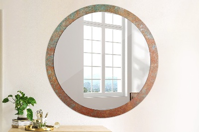 Round decorative wall mirror Rusty metal