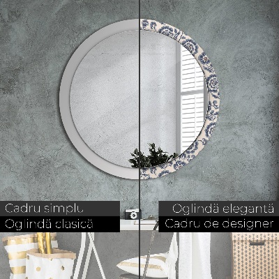 Round mirror decor Flower pattern