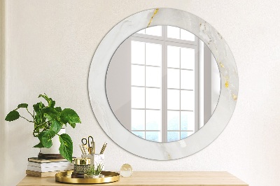 Round mirror printed frame Glossy marble
