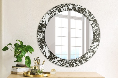 Round mirror printed frame Abstract liquid