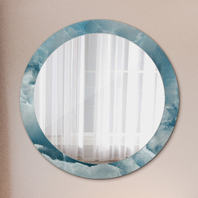Round mirror printed frame Blue onyx marble