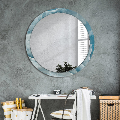 Round mirror printed frame Blue onyx marble