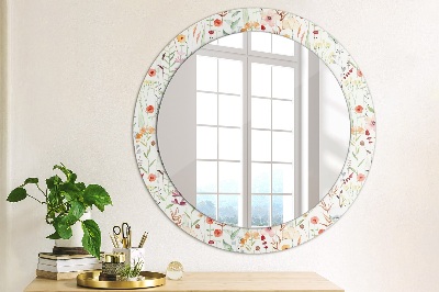 Round mirror decor Wild flowers