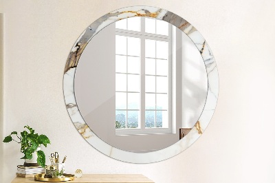 Round decorative wall mirror White marble