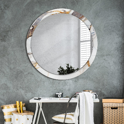 Round decorative wall mirror White marble