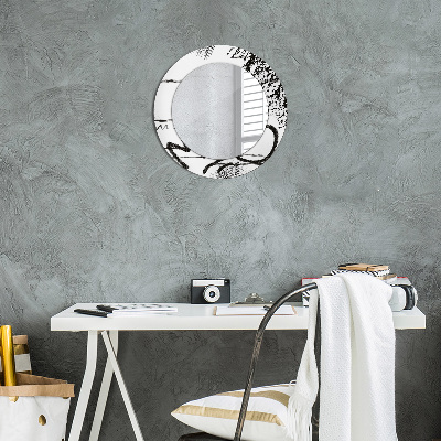 Round mirror printed frame Graffiti pattern
