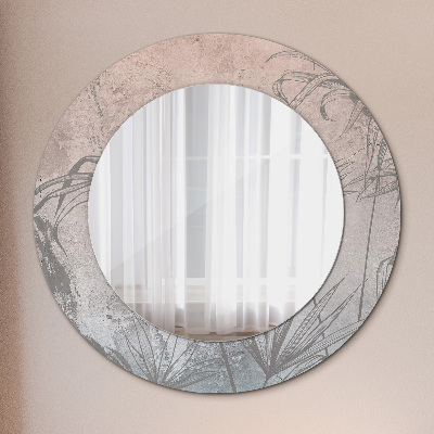Round mirror printed frame Tropical flowers