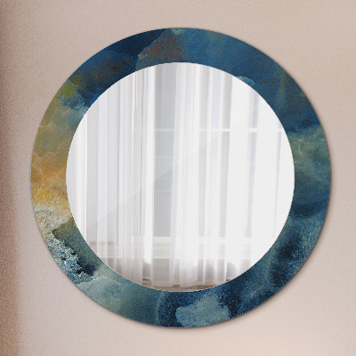 Round mirror printed frame Onyx marble