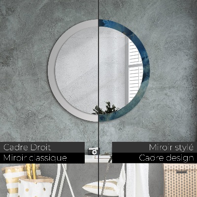 Round mirror printed frame Onyx marble