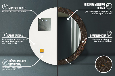 Round decorative wall mirror Brown marble