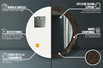 Round decorative wall mirror Brown marble