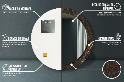 Round decorative wall mirror Brown marble