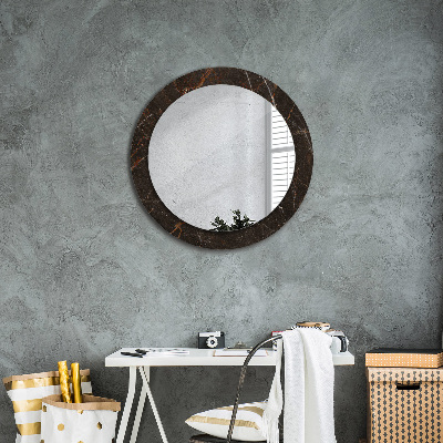 Round decorative wall mirror Brown marble