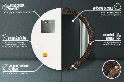 Round decorative wall mirror Brown marble