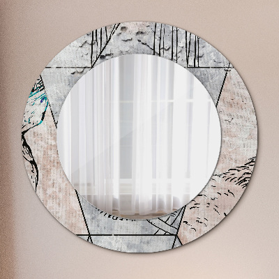 Round decorative wall mirror Animals abstract