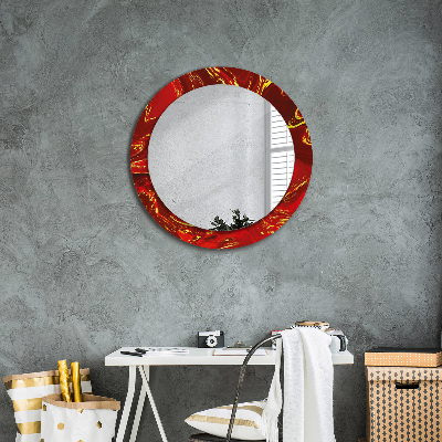 Round decorative wall mirror Red marble