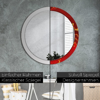 Round decorative wall mirror Red marble