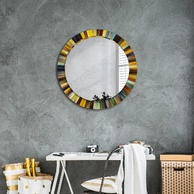 Round mirror printed frame Abstract radial design