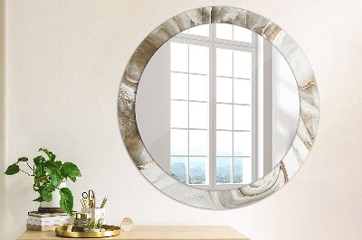 Round mirror printed frame Light marble