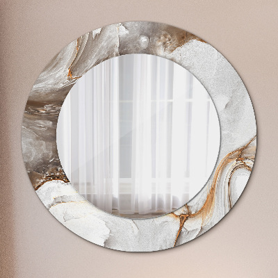 Round mirror printed frame Light marble