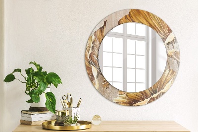 Round mirror decor Golden leaves