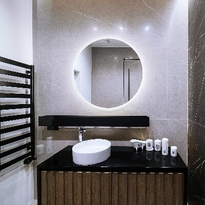 Decorative round mirror with LED backlight