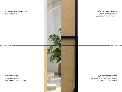 Standing Mirror with an Oak-coloured Frame 36x156 cm