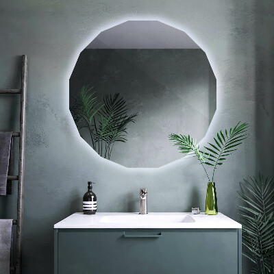 Geometric decorative mirror with LED lighting