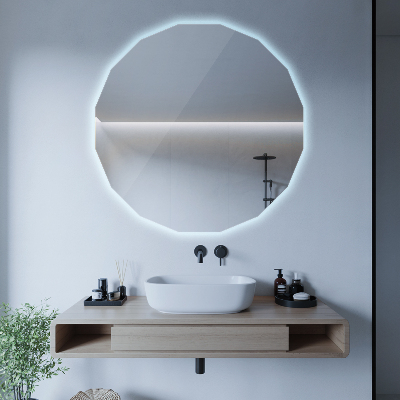 Geometric decorative mirror with LED lighting