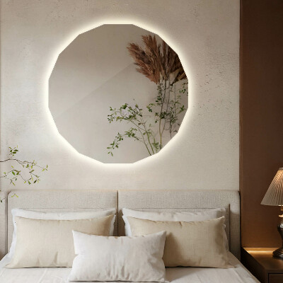 Geometric decorative mirror with LED lighting