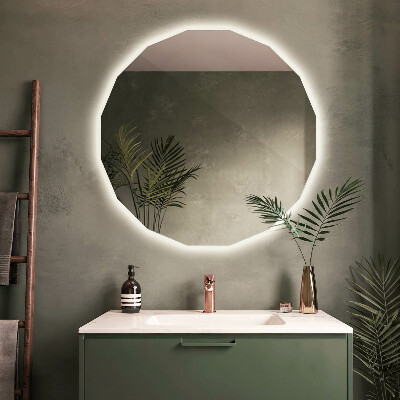 Geometric decorative mirror with LED lighting