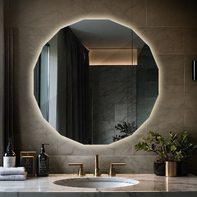 Geometric decorative mirror with LED lighting