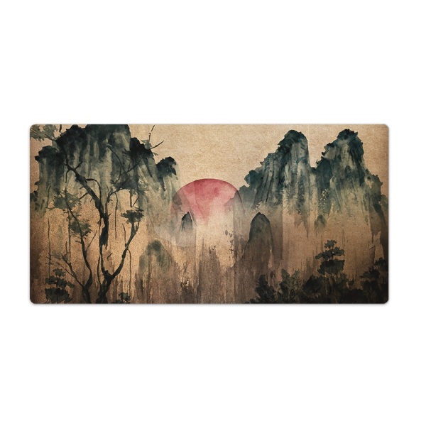 Large desk pad PVC protector Sunset forest