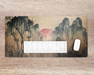 Large desk pad PVC protector Sunset forest
