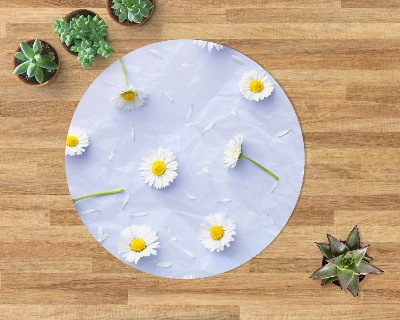 Indoor vinyl rug White daisies