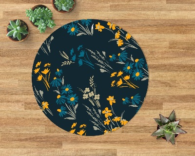Indoor vinyl rug Dark floral motif