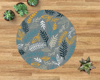 Round vinyl rug Leaves and branches