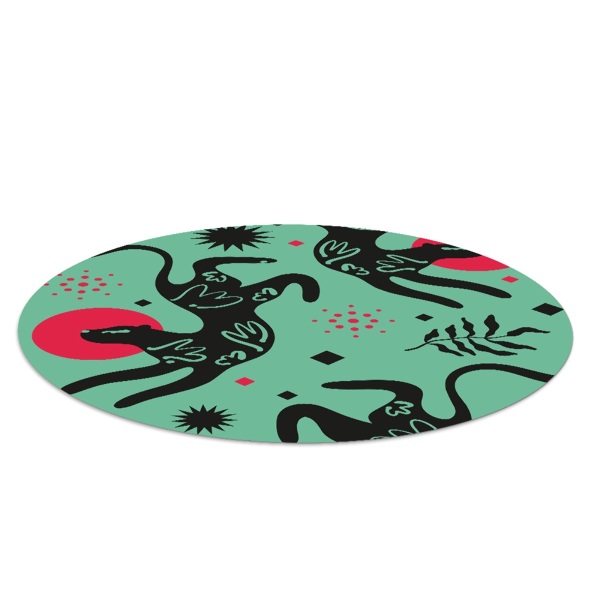 Round vinyl rug Surrealistic puma