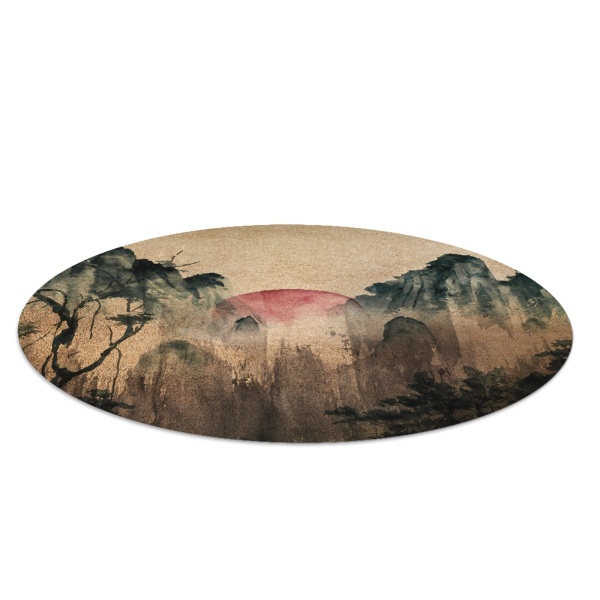 Round vinyl rug Sunset forest