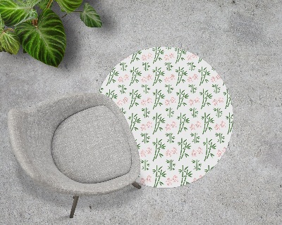 Round vinyl rug Bamboo and flowers