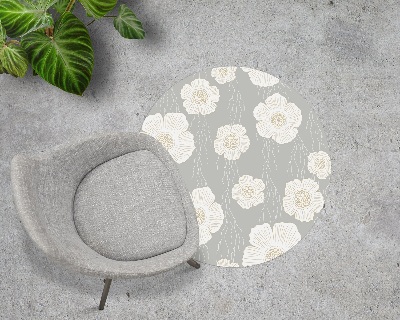 Indoor vinyl rug Delicate white flowers