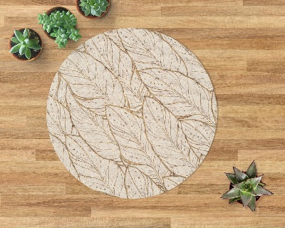 Round vinyl rug Composition of wild leaves