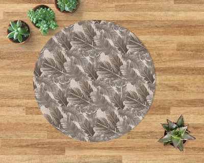 Round vinyl rug Leaf composition