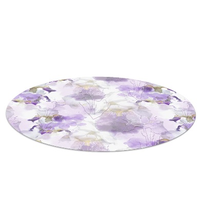Round vinyl rug Violet watercolor flowers
